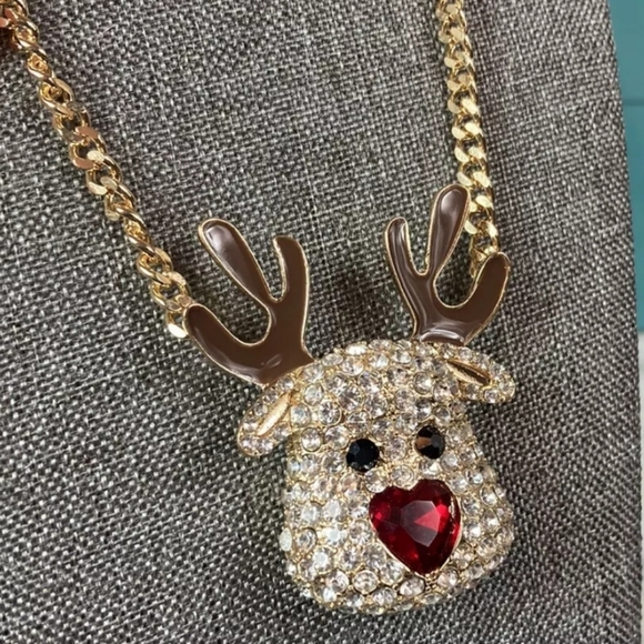 Betsey Johnson Rudolph Bling Necklace - Picture 3 of 5